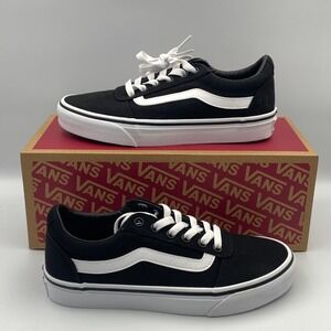 VANS Women's Size 6.5 Ward Canvas Black White Shoes Athletic Sneaker VN0A3IUN187